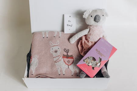 baby girl llama blanket hamper