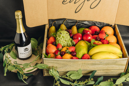Large x Seasonal Fruit Box and Pool Rock Champange - Central Coast Hampers and Gifts