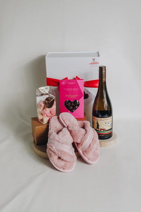 MOTHER'S DAY SLIPPERS, WINE AND CHOCOLATES HAMPER
