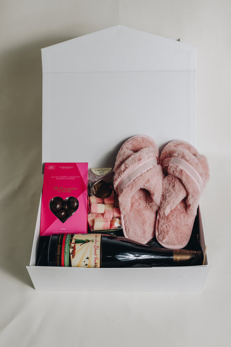 MOTHER'S DAY SLIPPERS, WINE AND CHOCOLATES HAMPER
