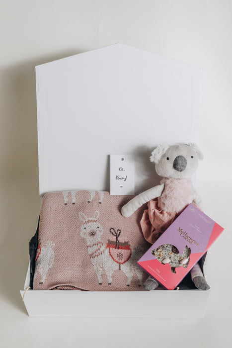 baby girl llama blanket hamper