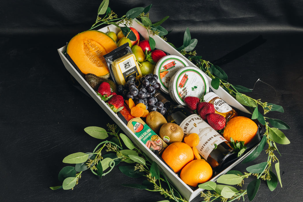 Premium Large Fruit, Cheese, Grazing Box with Farm to Table Sauvignon Blanc ( change of wine is possible ) - Central Coast Hampers and Gifts