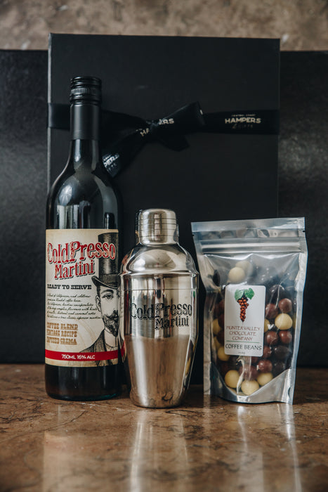 Steinbok "ColdPresso Martini" - Coffee Liqueur, shaker & choc coated coffee beans - Central Coast Hampers and Gifts